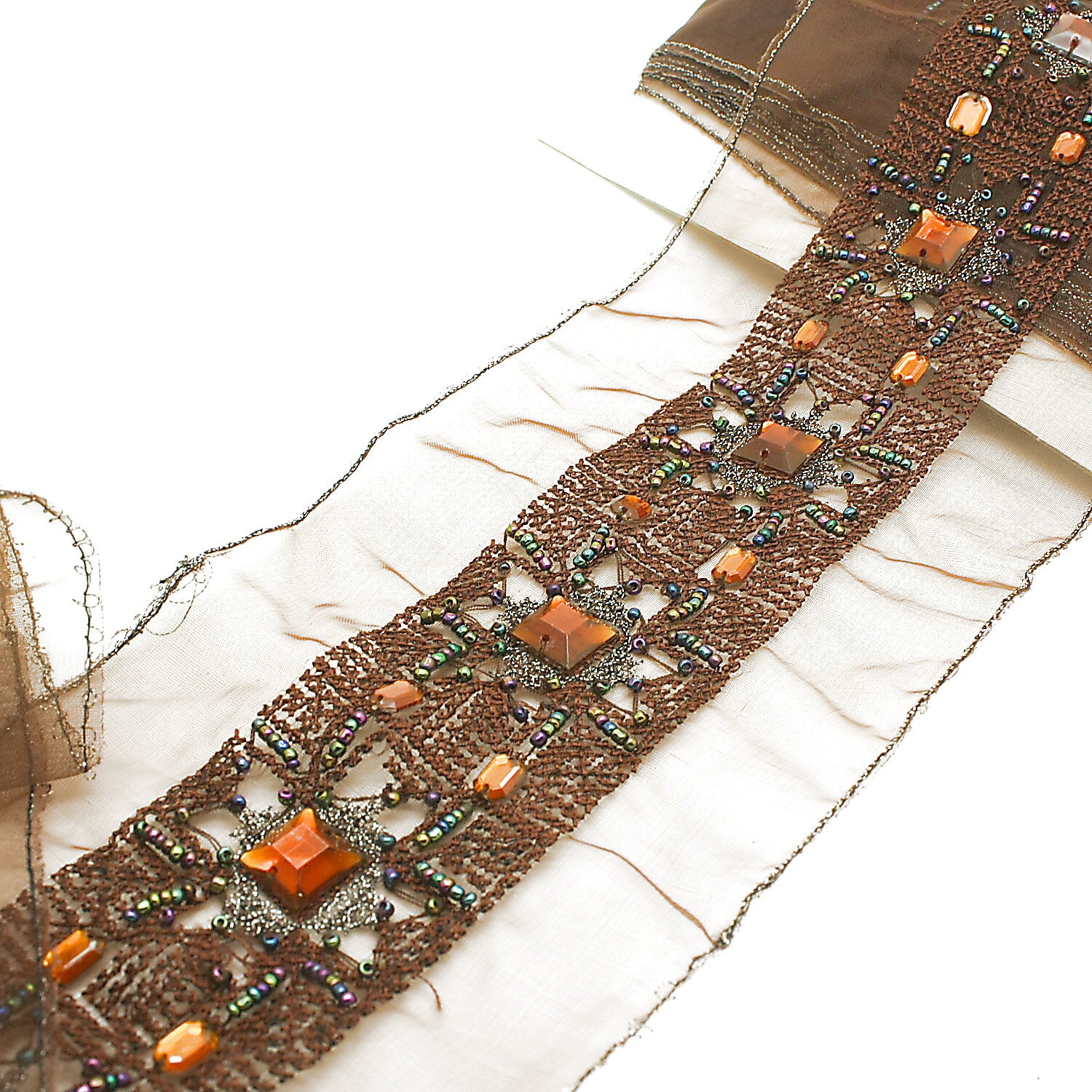 BROWN RHINESTONE BEADED TRIM - sarahi.NYC