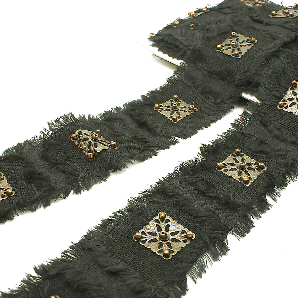 BLACK METAL BEADED TRIM - sarahi.NYC