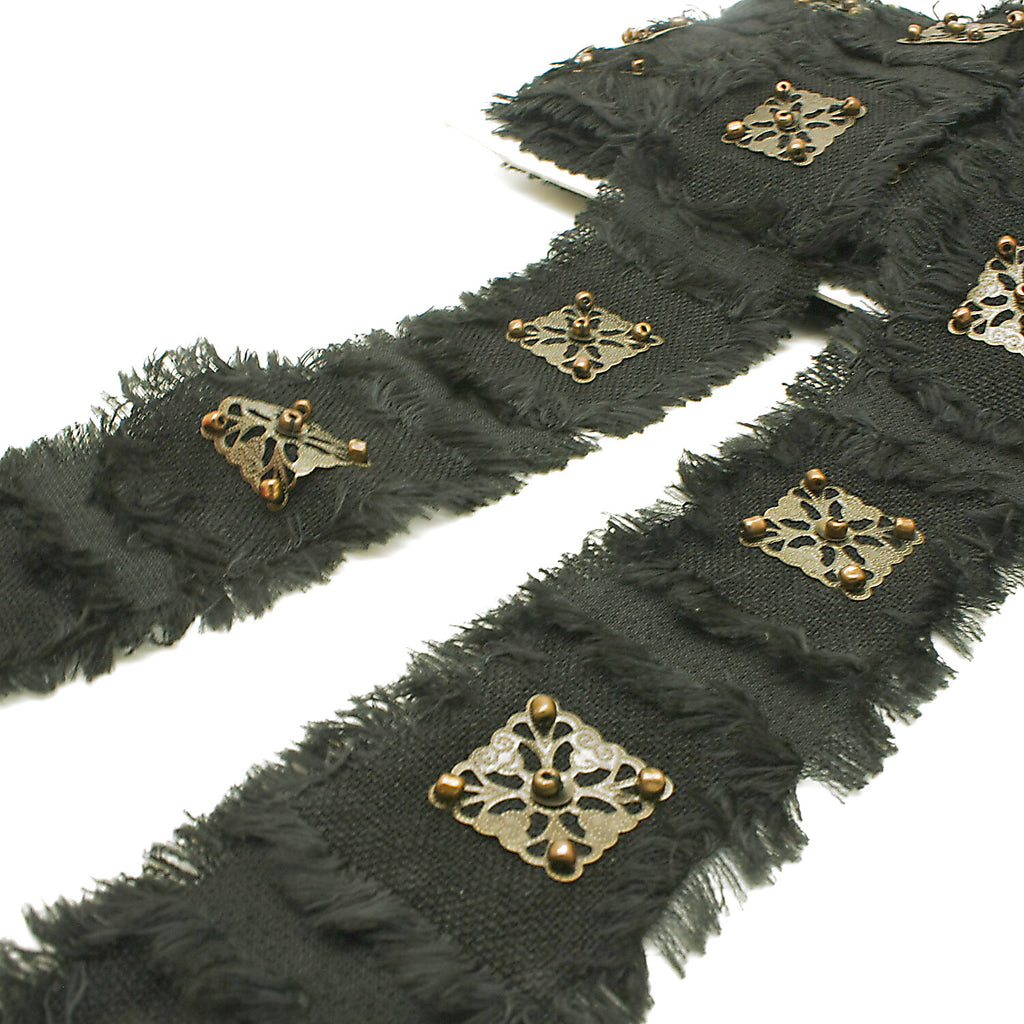 BLACK METAL BEADED TRIM - sarahi.NYC