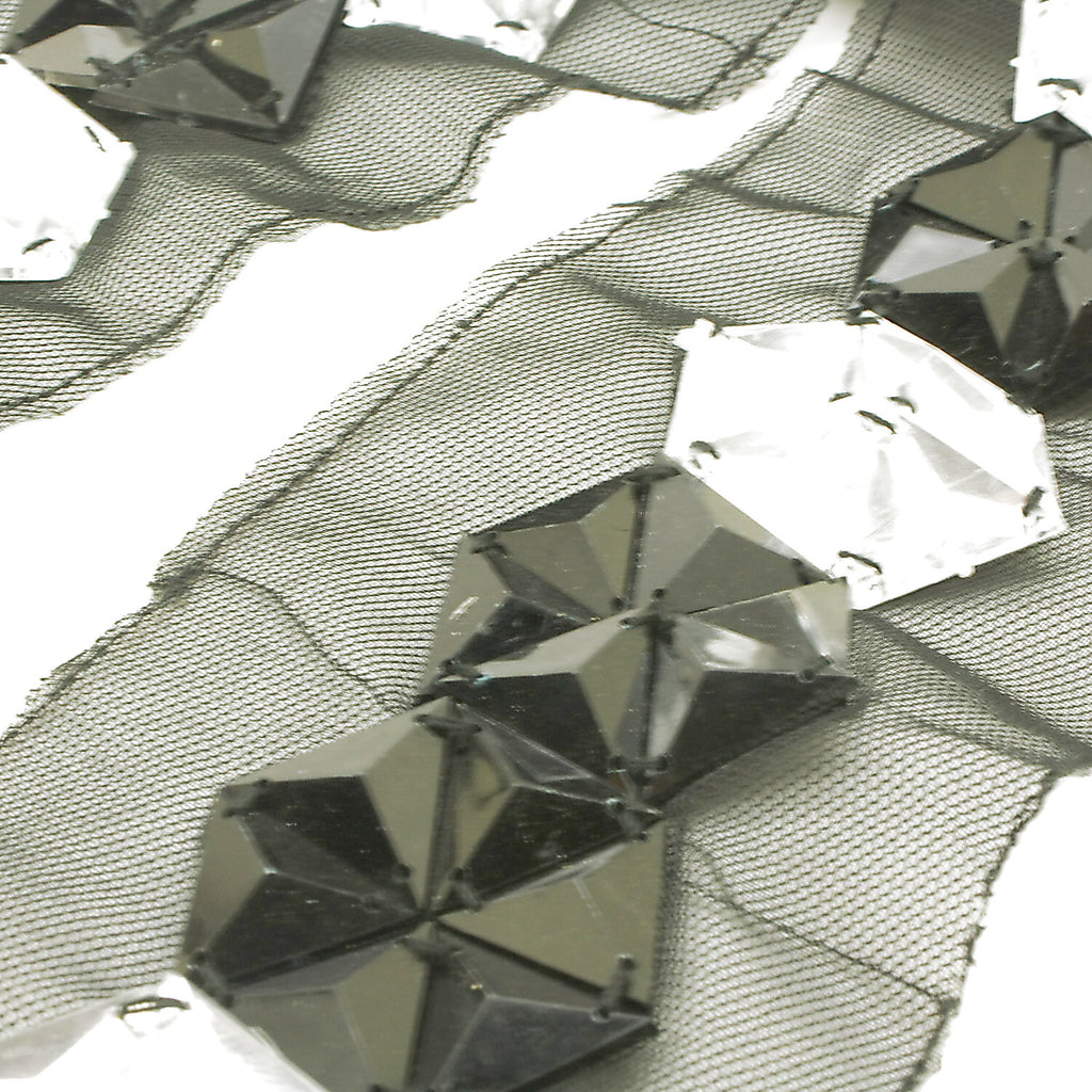 BLACK SILVER RHINESTONE TRIM - sarahi.NYC