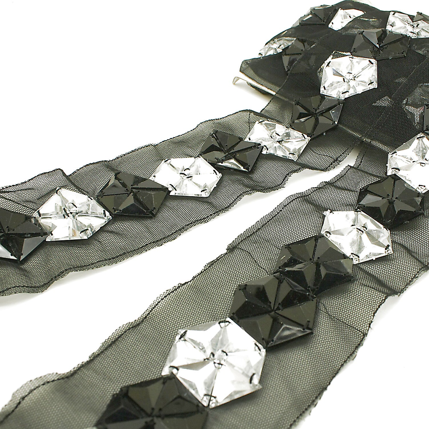 BLACK SILVER RHINESTONE TRIM - sarahi.NYC