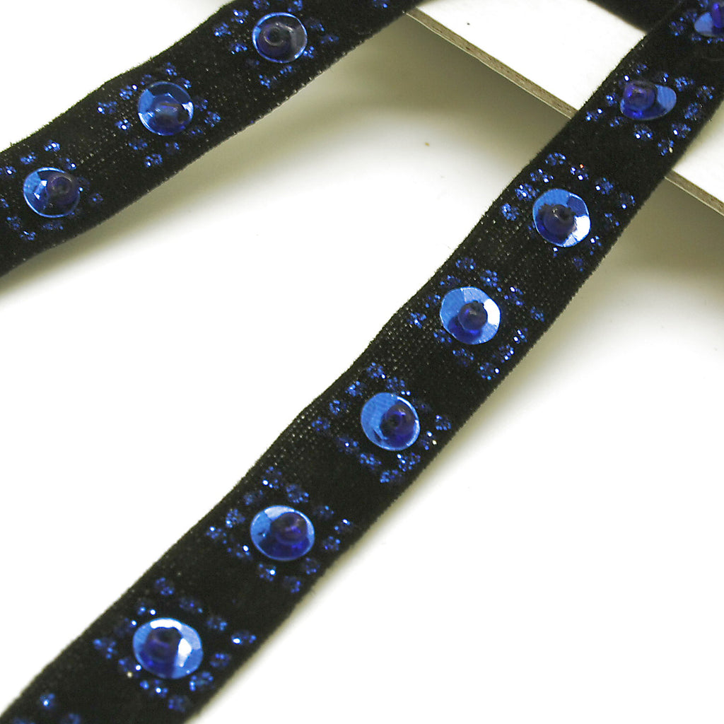 BLUE BLACK GLITTER BEADED TRIM - sarahi.NYC
