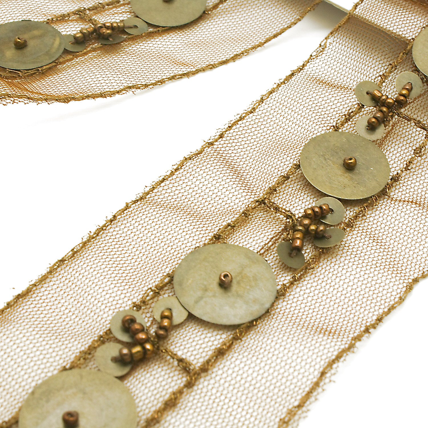 BROWN GOLD BEADED TRIM - sarahi.NYC