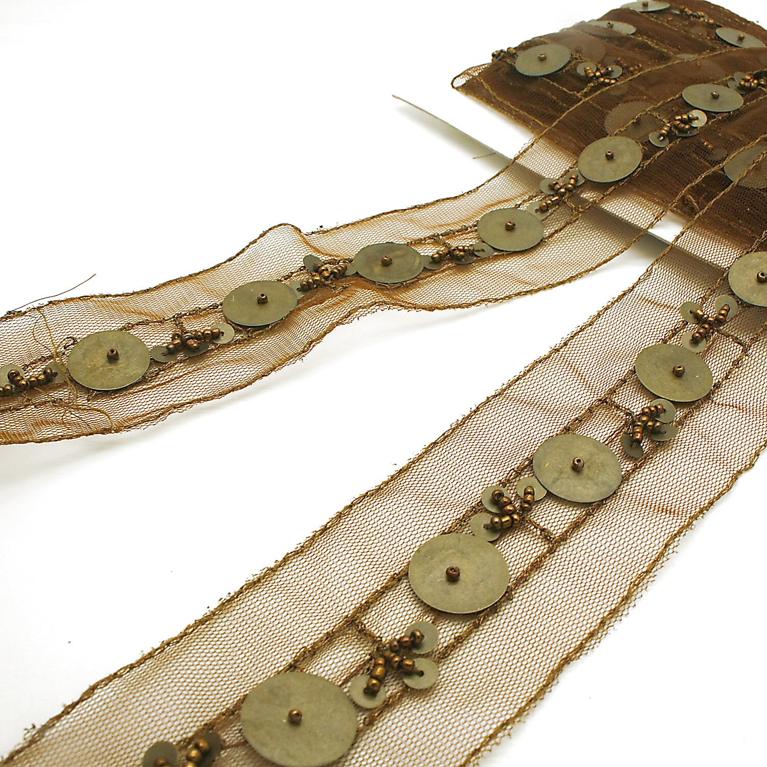 BROWN GOLD BEADED TRIM - sarahi.NYC