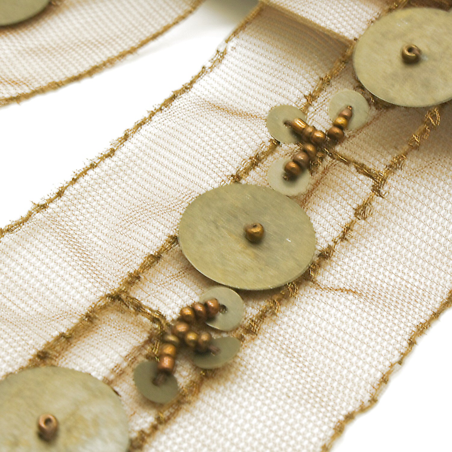 BROWN GOLD BEADED TRIM - sarahi.NYC