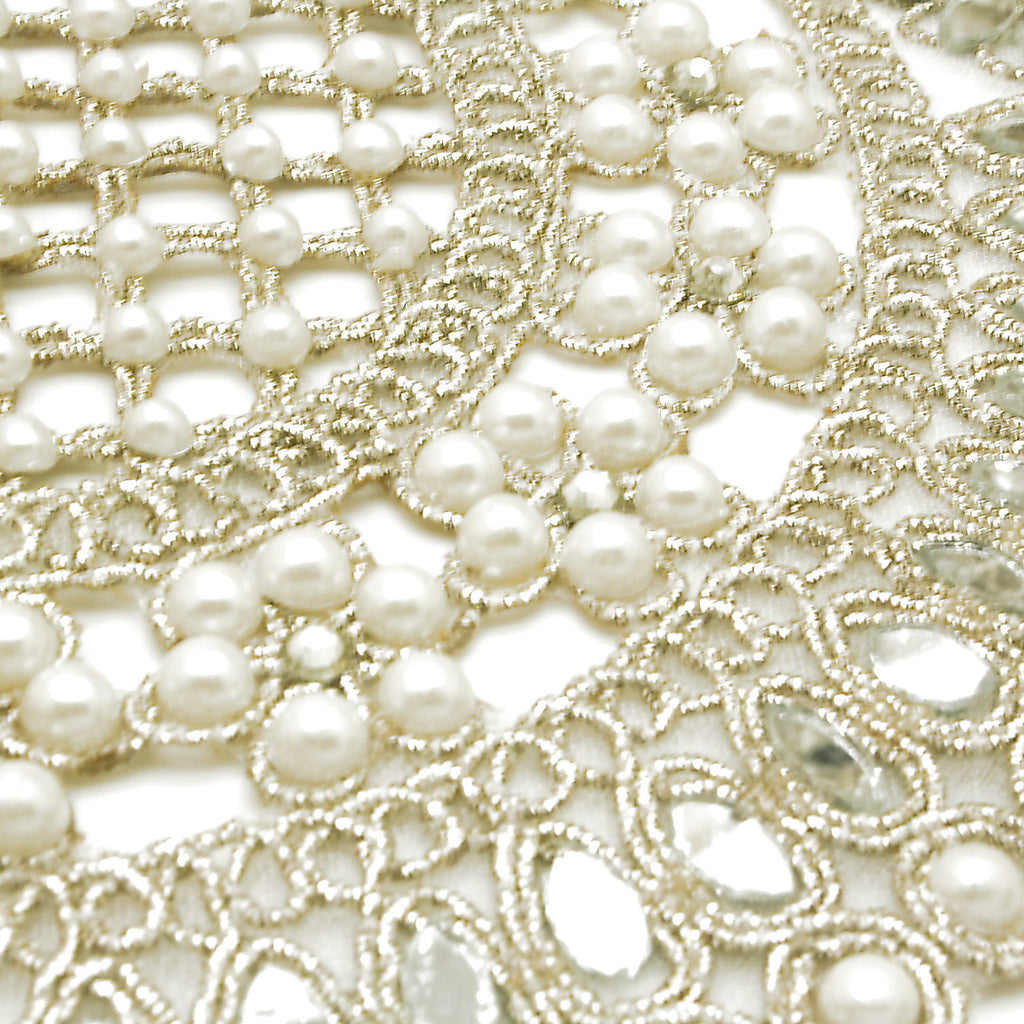 GOLD PEARL MIRROR EXTRA WIDE FABRIC TRIM - sarahi.NYC