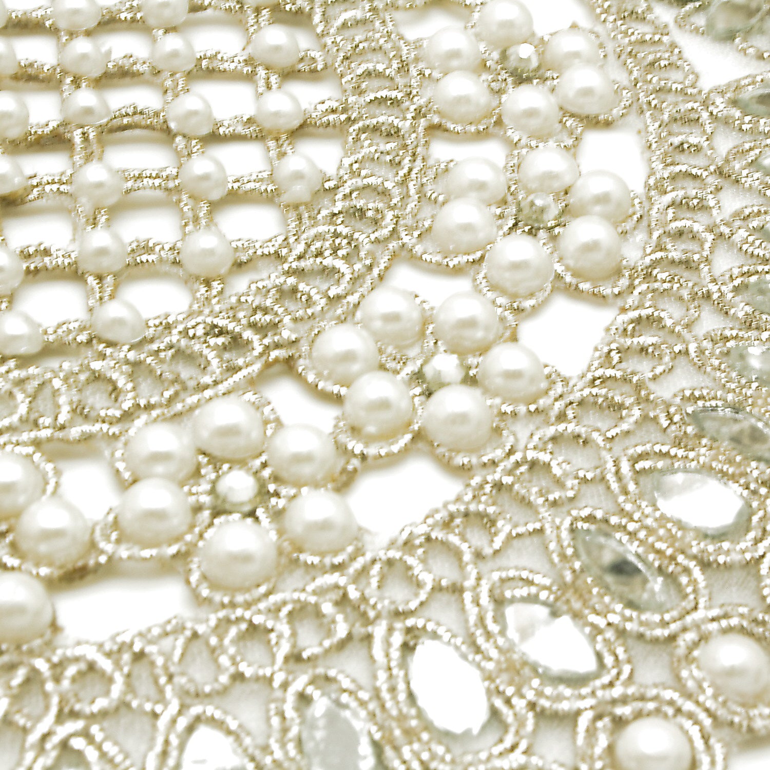GOLD PEARL MIRROR EXTRA WIDE FABRIC TRIM - sarahi.NYC