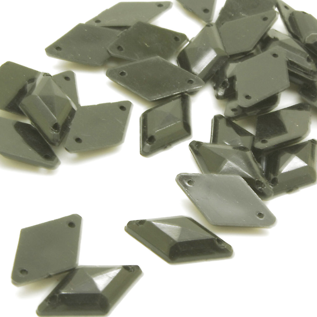 PACK OF 50 -  DAIMOND 15mm BLACK FLAT RHINESTONES - sarahi.NYC