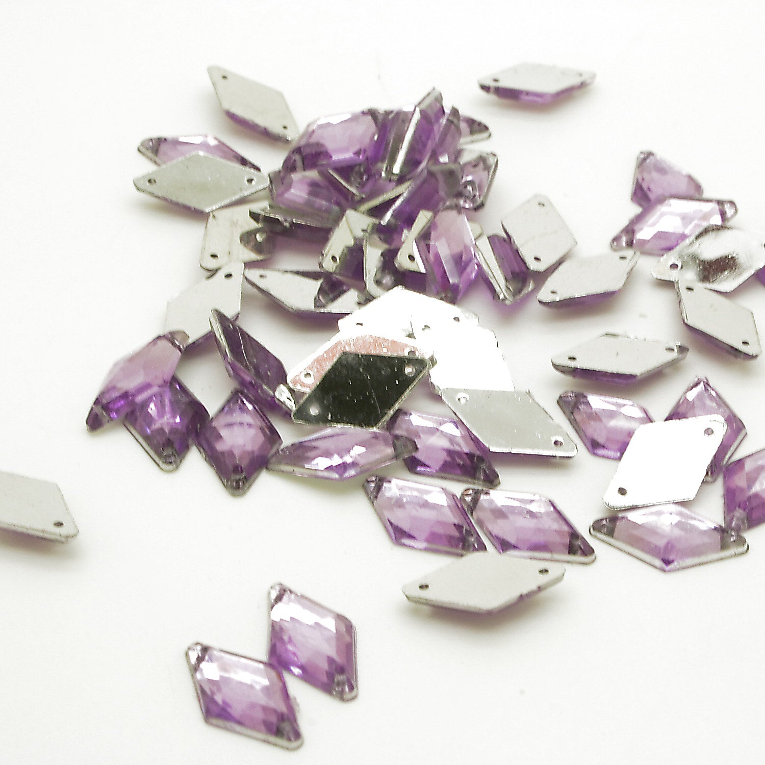 PACK OF 50 -  DAIMOND 15mm LILAC  FLAT RHINESTONES - sarahi.NYC