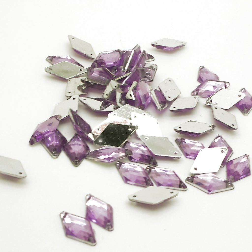 PACK OF 50 -  DAIMOND 15mm LILAC  FLAT RHINESTONES - sarahi.NYC