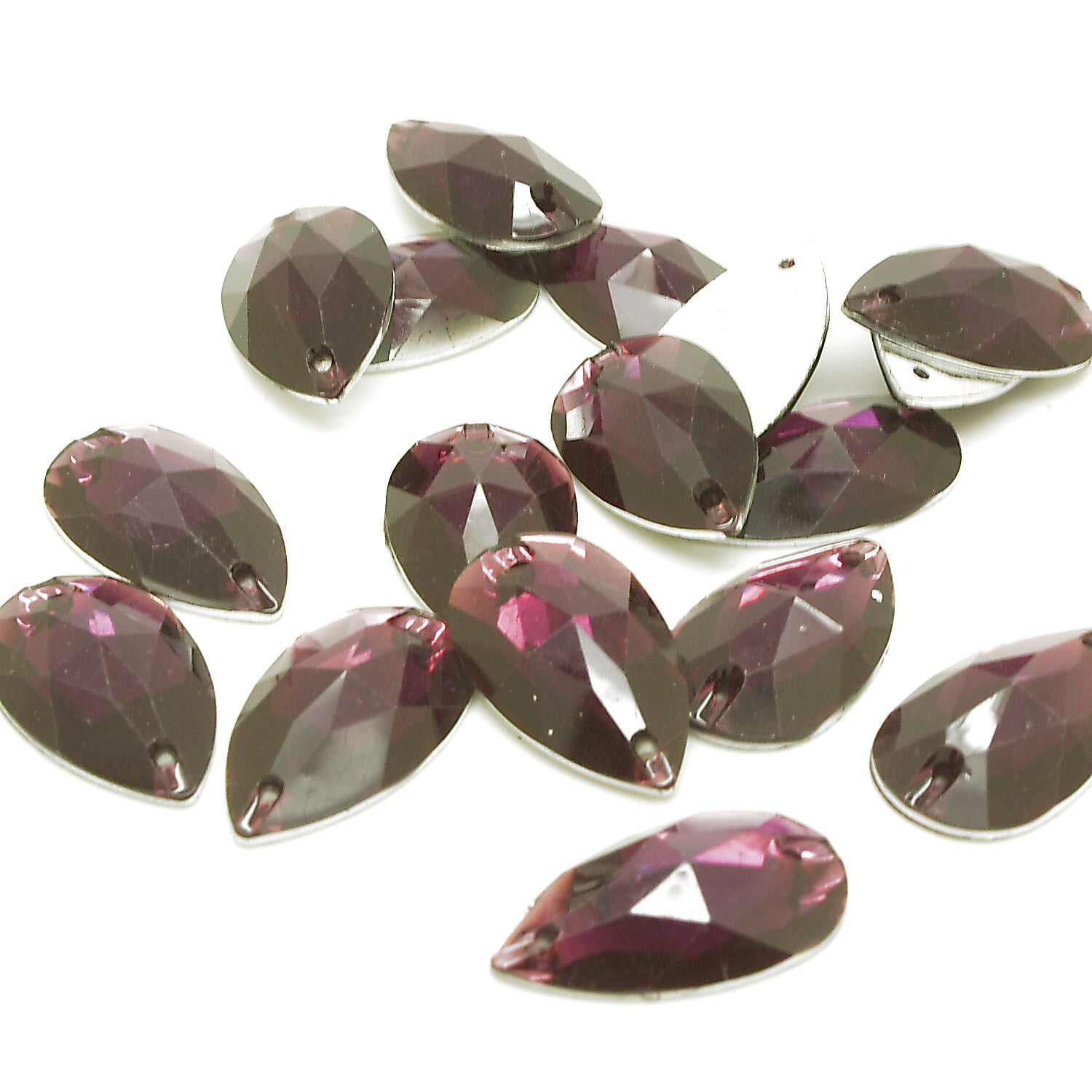 DEEP PURPLE WINE - PACK OF 10 - TEARDROP 28 mm FLAT BACK RHINESTONE GEMS - sarahi.NYC