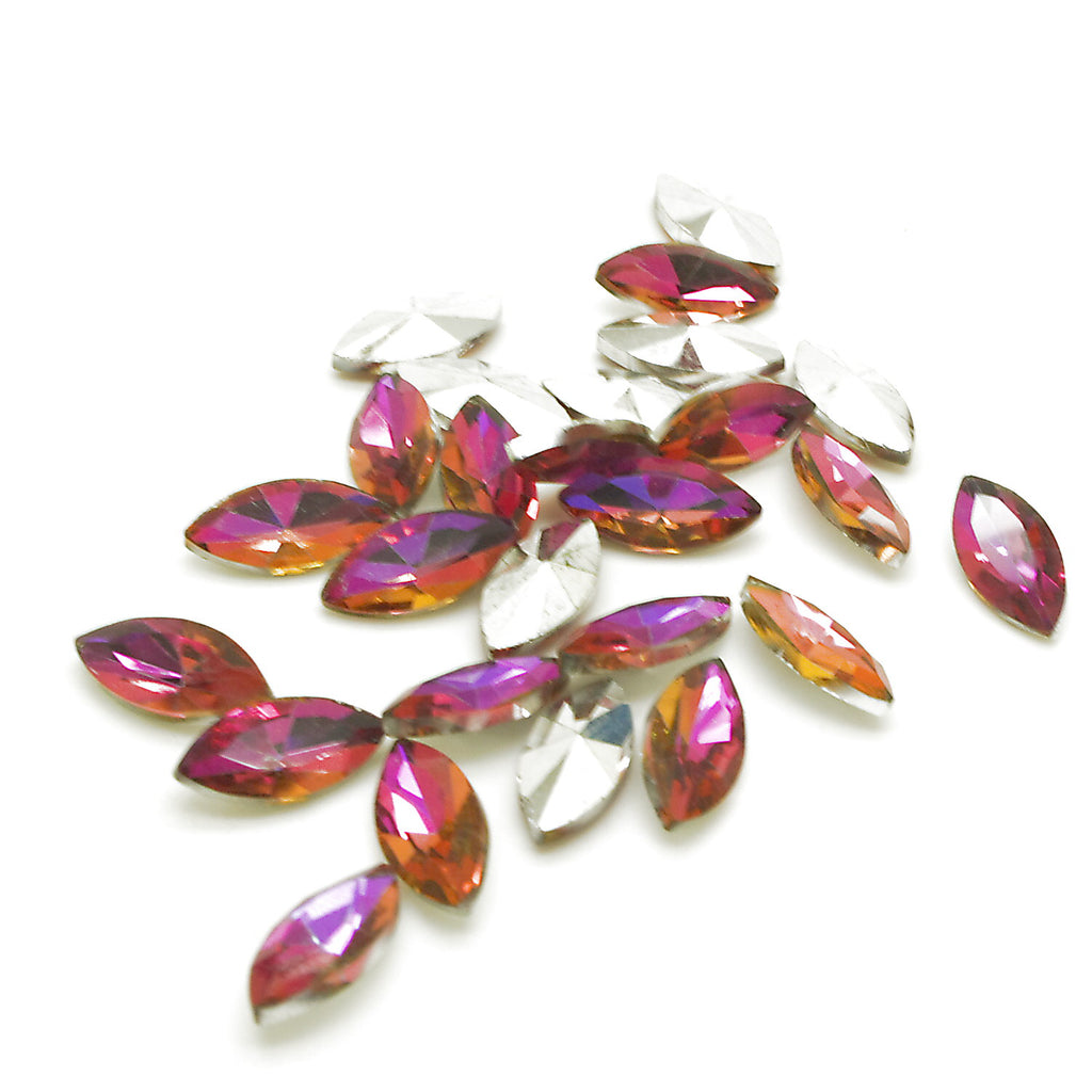 PACK OF 20 - 15mm X 7mm PINK PURPLE IRIDESCENT HORSE EYE CRYSTALS   - sarahi.NYC