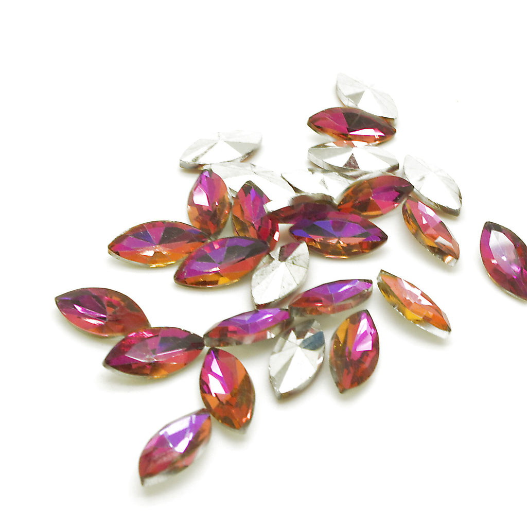 PACK OF 20 - 15mm X 7mm PINK PURPLE IRIDESCENT HORSE EYE CRYSTALS   - sarahi.NYC