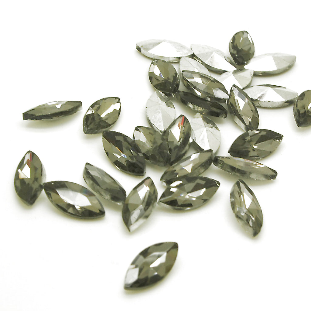 PACK OF 20 - 15mm X 7mm GRAY HORSE EYE CRYSTALS   - sarahi.NYC