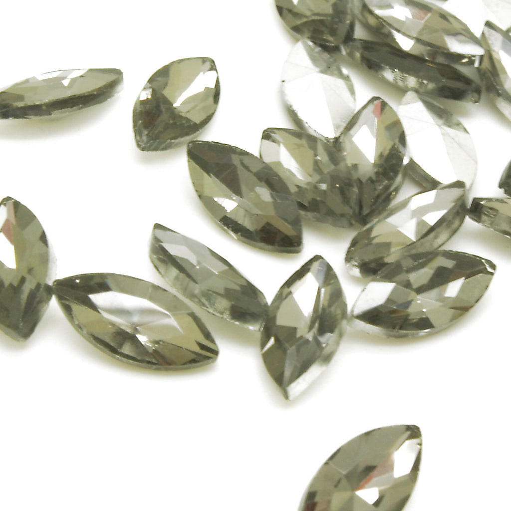 PACK OF 20 - 15mm X 7mm GRAY HORSE EYE CRYSTALS   - sarahi.NYC