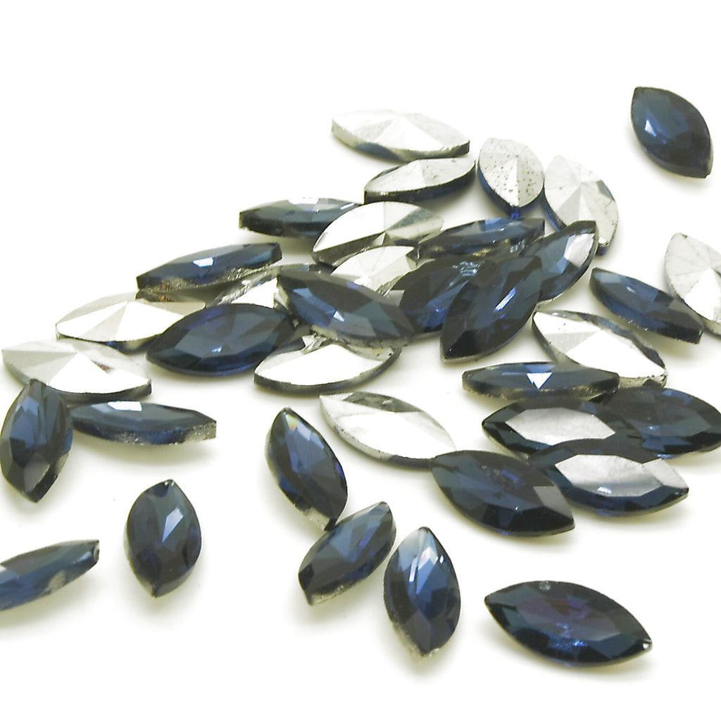 PACK OF 20 - 15mm X 7mm MIDNIGHT BLUE HORSE EYE CRYSTALS   - sarahi.NYC