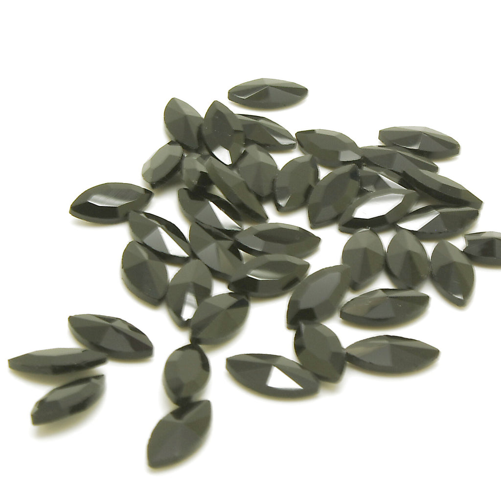 PACK OF 20 - 15mm X 7mm BLACK HORSE EYE CRYSTALS   - sarahi.NYC