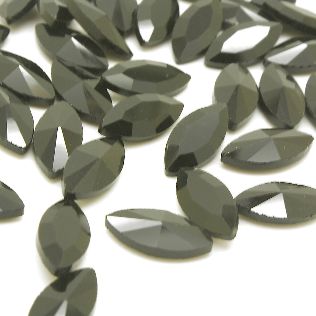 PACK OF 20 - 15mm X 7mm BLACK HORSE EYE CRYSTALS   - sarahi.NYC