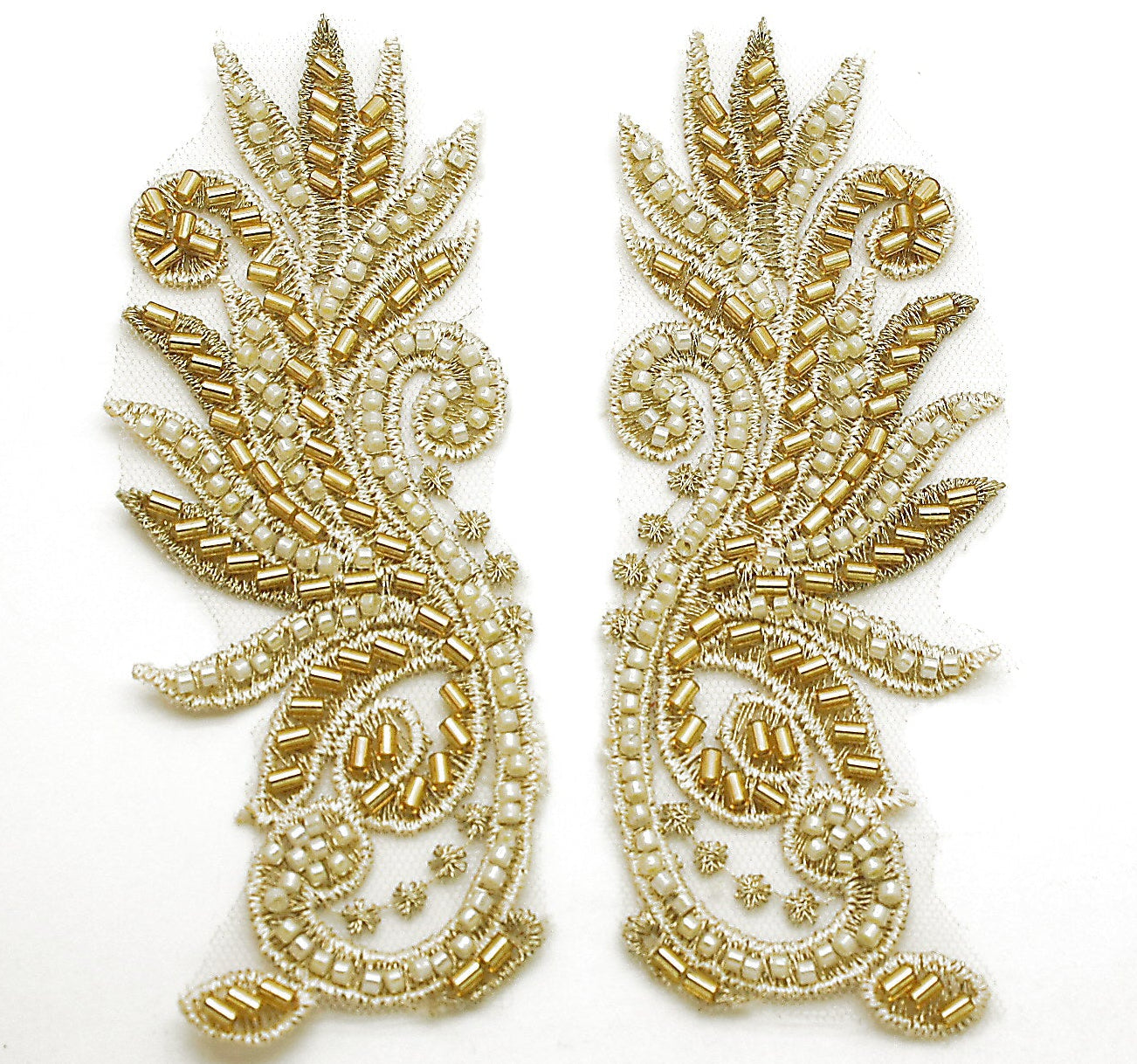 GOLD CREAM NET FLORAL APPLIQUE - sarahi.NYC