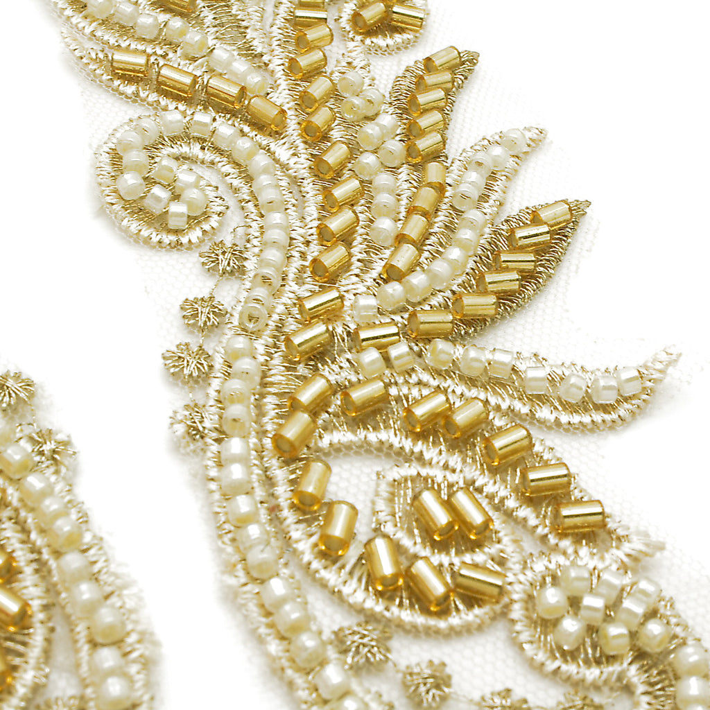 GOLD CREAM NET FLORAL APPLIQUE - sarahi.NYC