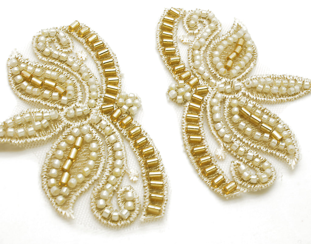 GOLD CREAM NET FLORAL APPLIQUE - sarahi.NYC