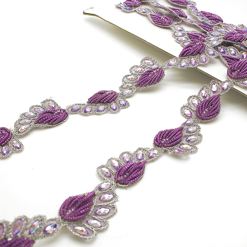 IRIDESCENT LILAC PAISLEY RHINESTONE TRIM - sarahi.NYC