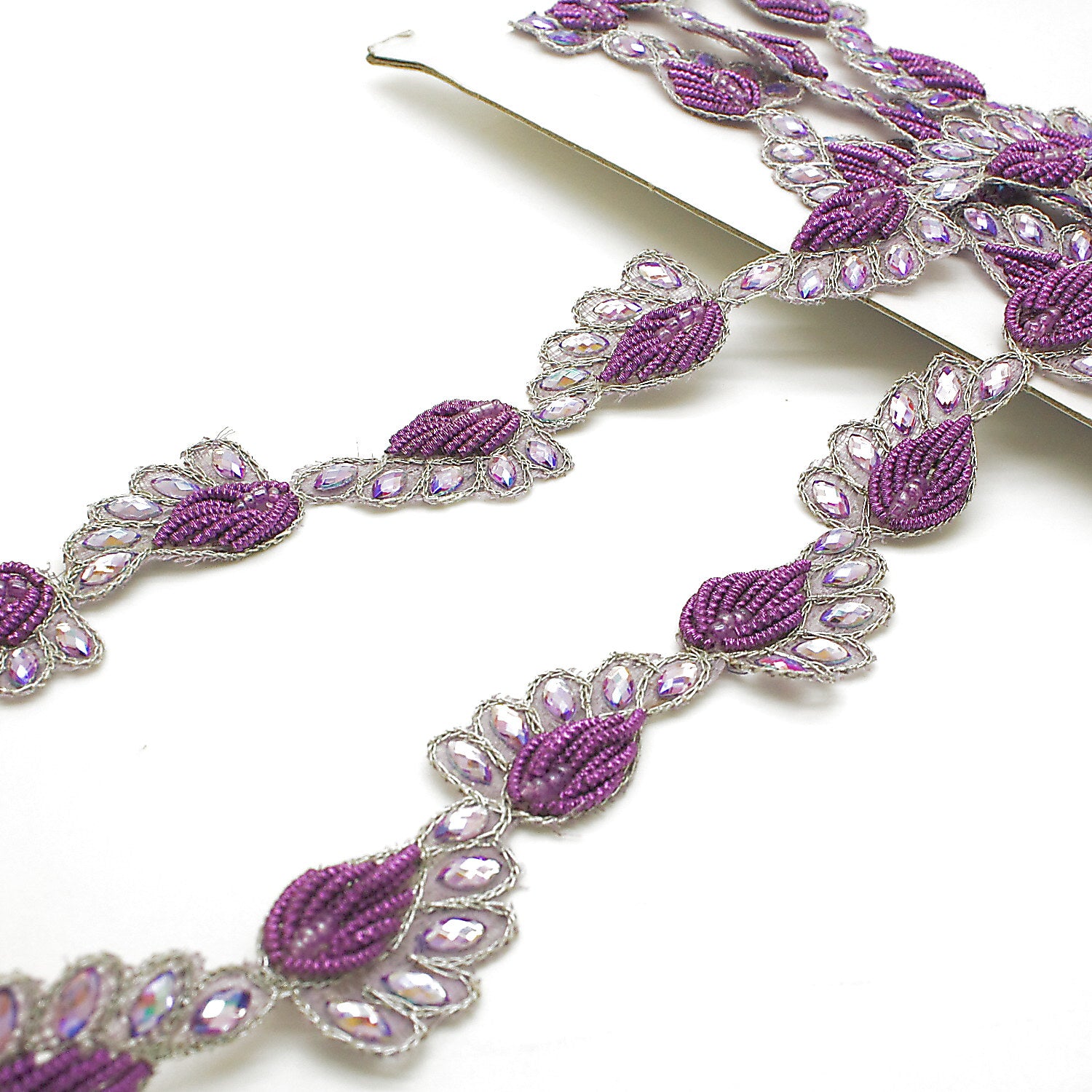 IRIDESCENT LILAC PAISLEY RHINESTONE TRIM - sarahi.NYC