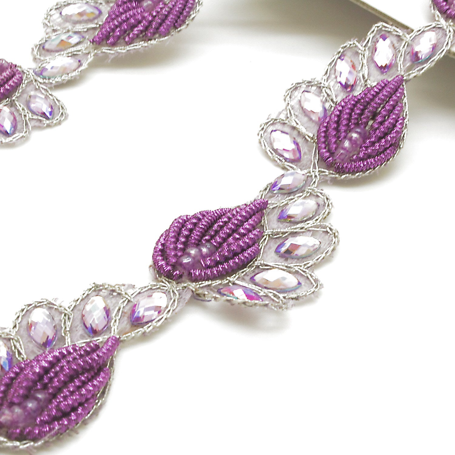 IRIDESCENT LILAC PAISLEY RHINESTONE TRIM - sarahi.NYC