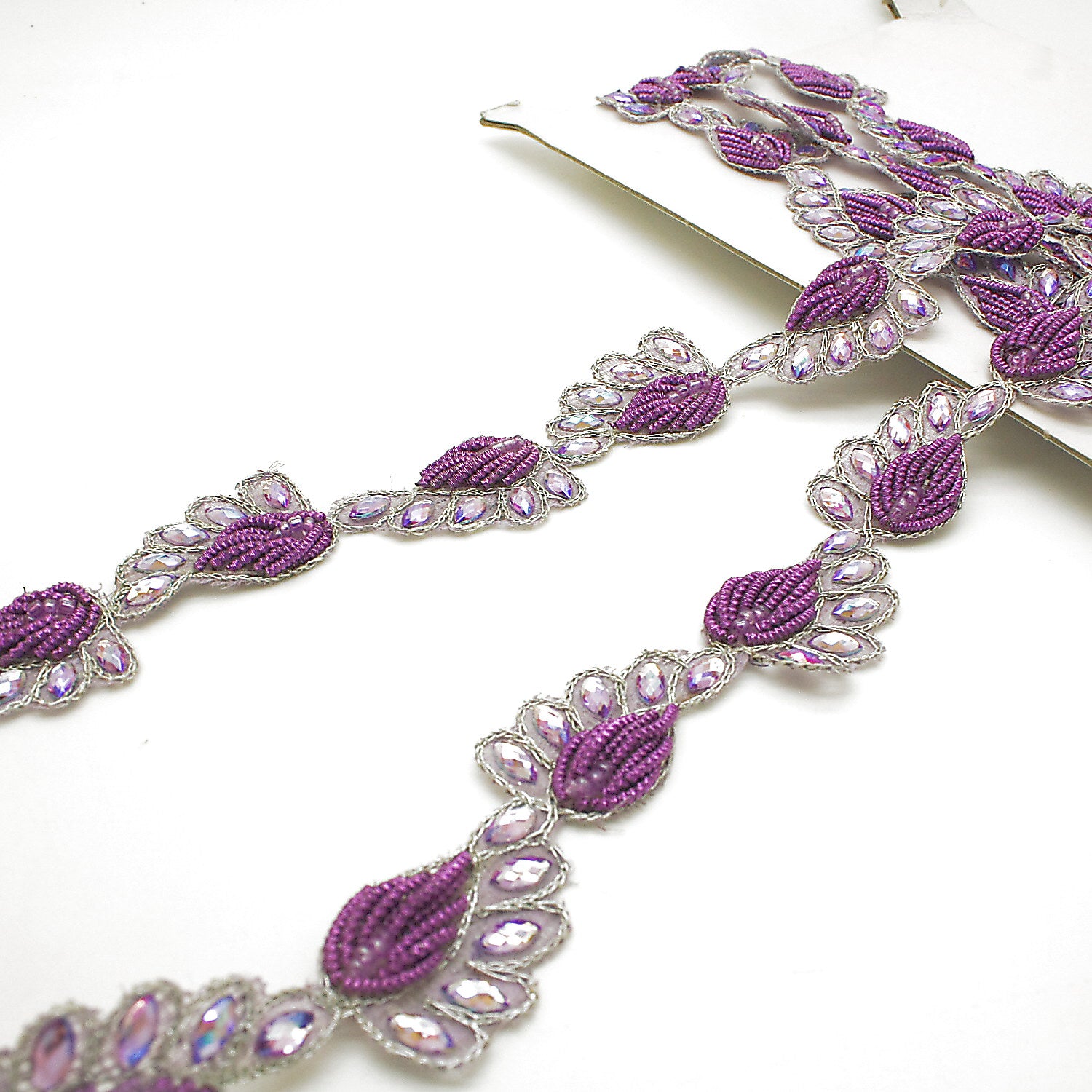 IRIDESCENT LILAC PAISLEY RHINESTONE TRIM - sarahi.NYC