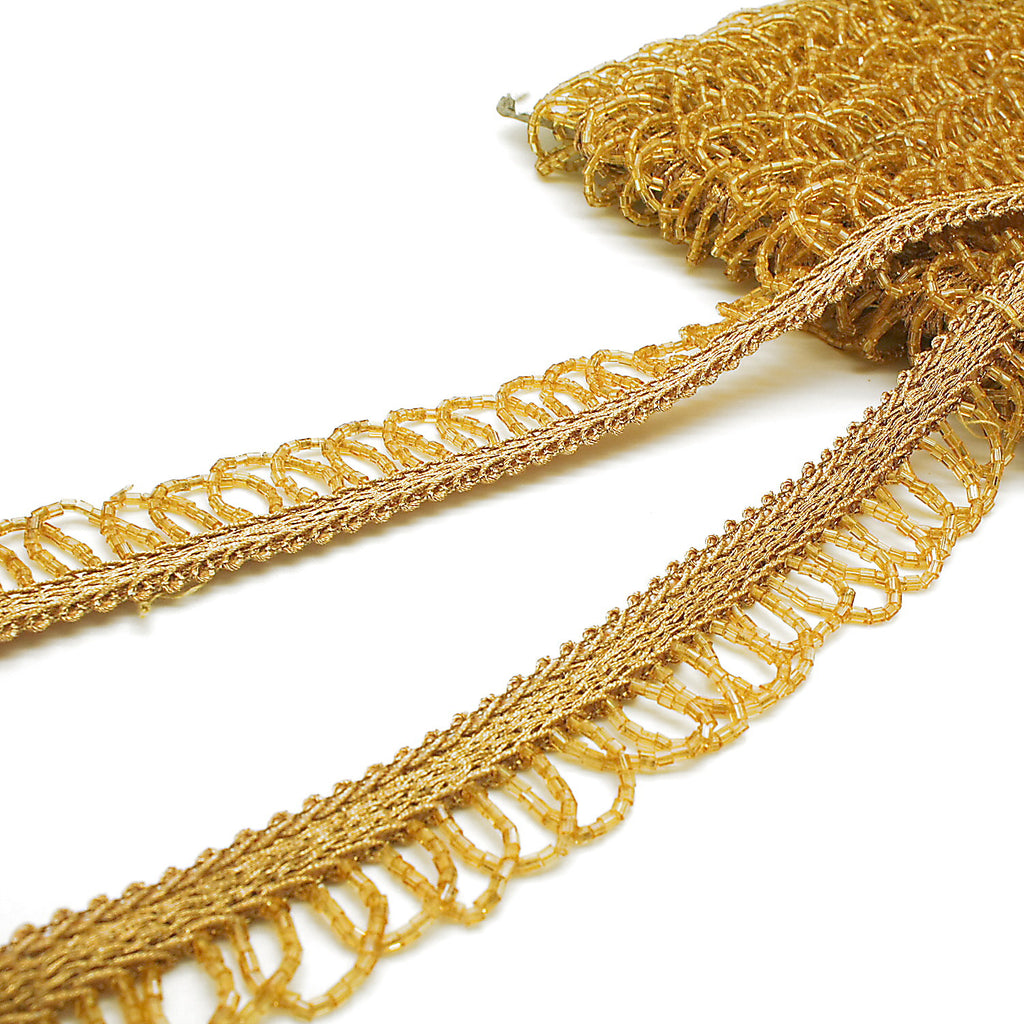 YELLOW GOLD FRINGE EDGING TRIM - sarahi.NYC