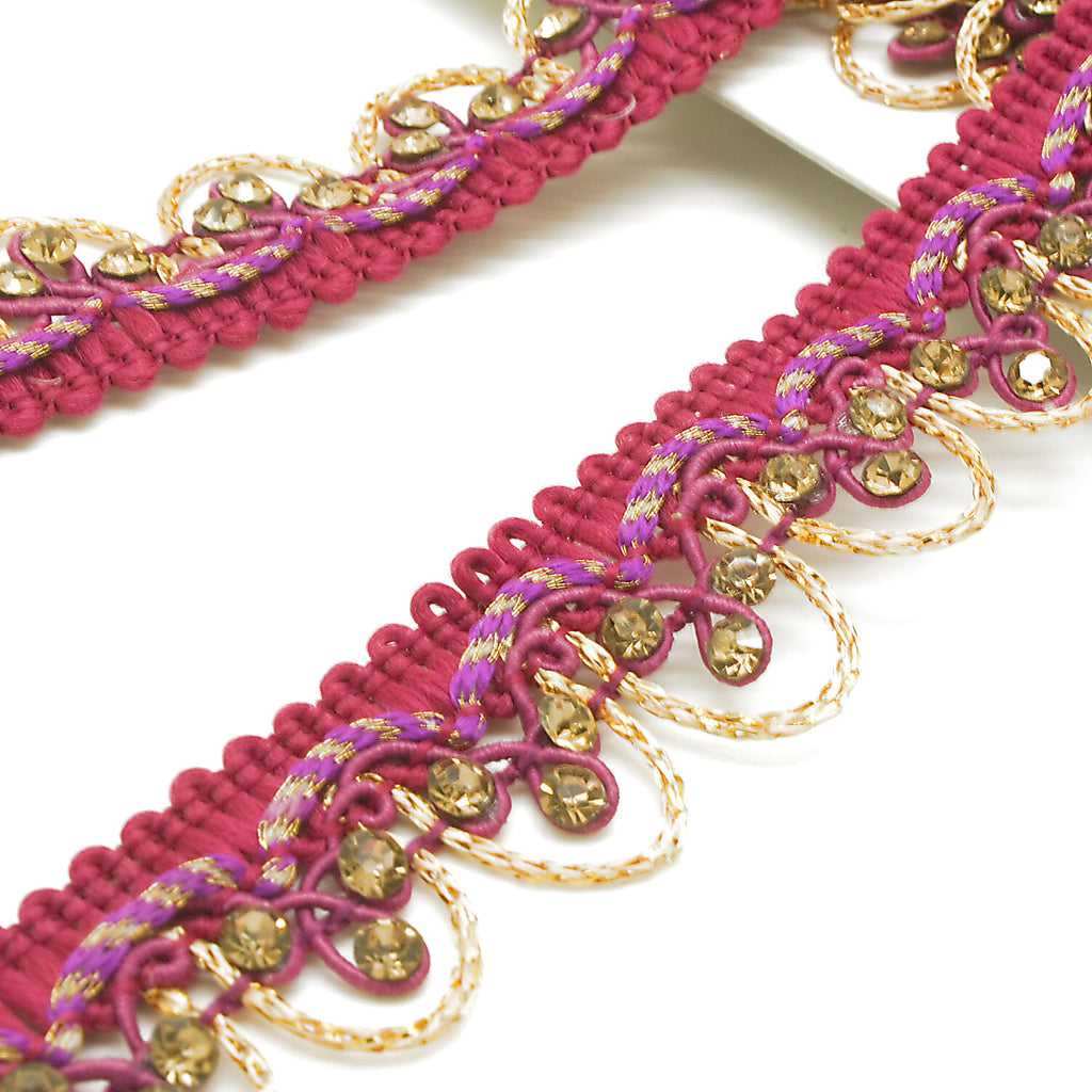 CERISE PINK GOLD STONE TRIM - sarahi.NYC
