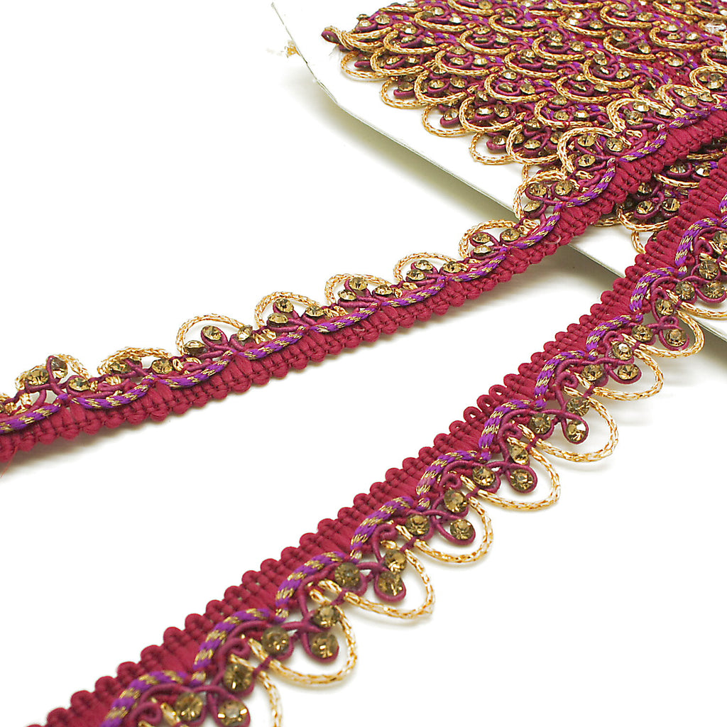 CERISE PINK GOLD STONE TRIM - sarahi.NYC