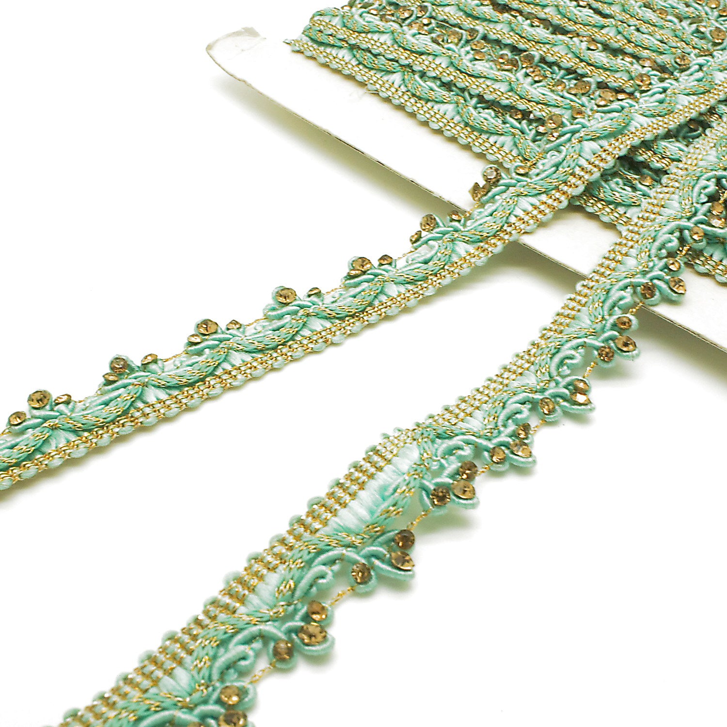 PASTEL GREEN STONE TRIM - sarahi.NYC