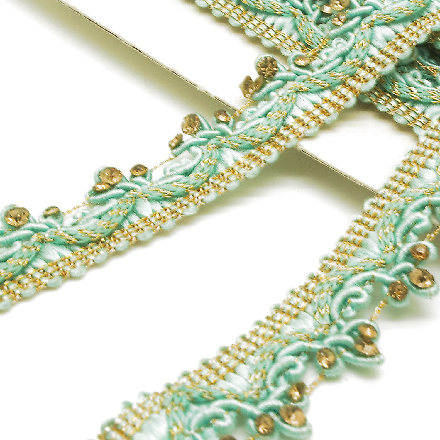 PASTEL GREEN STONE TRIM - sarahi.NYC