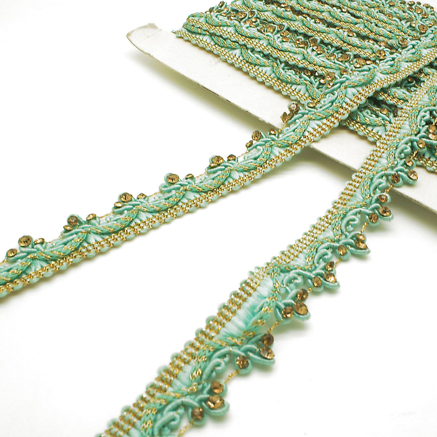 PASTEL GREEN STONE TRIM - sarahi.NYC