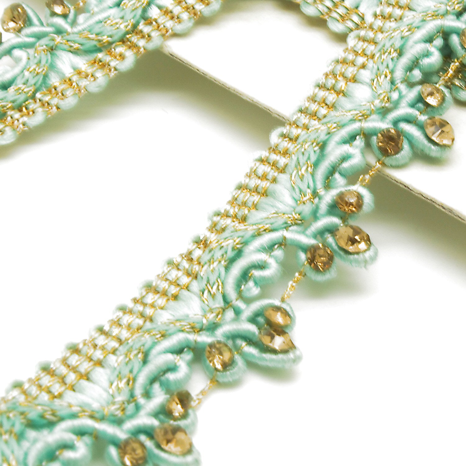 PASTEL GREEN STONE TRIM - sarahi.NYC