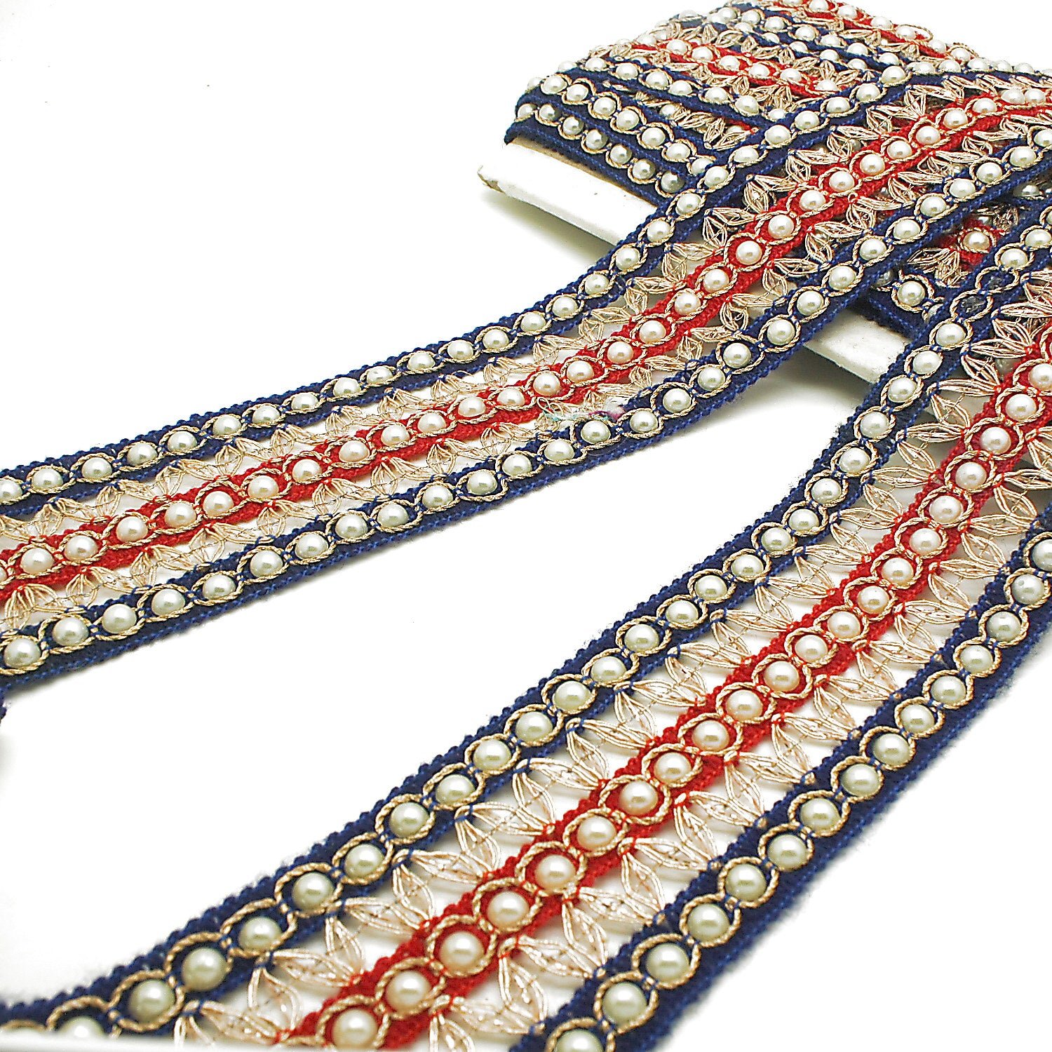 BLUE RED PEARL TRIM - sarahi.NYC