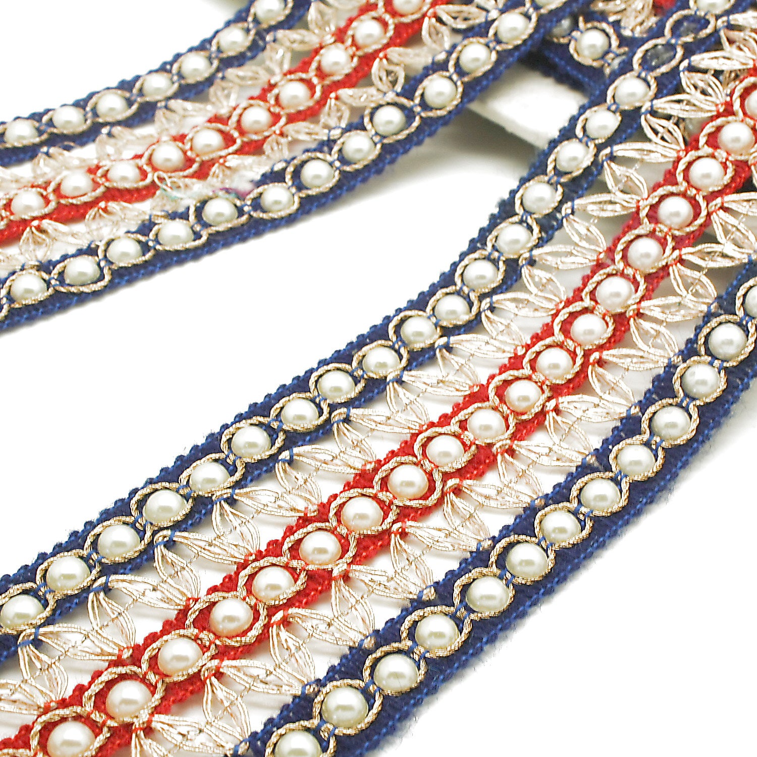 BLUE RED PEARL TRIM - sarahi.NYC