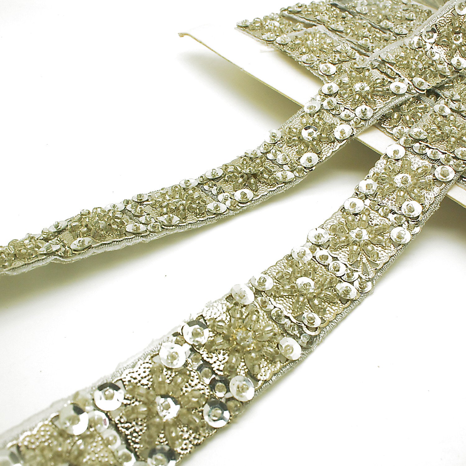 SILVER BEADED SEQUIN TRIM - sarahi.NYC