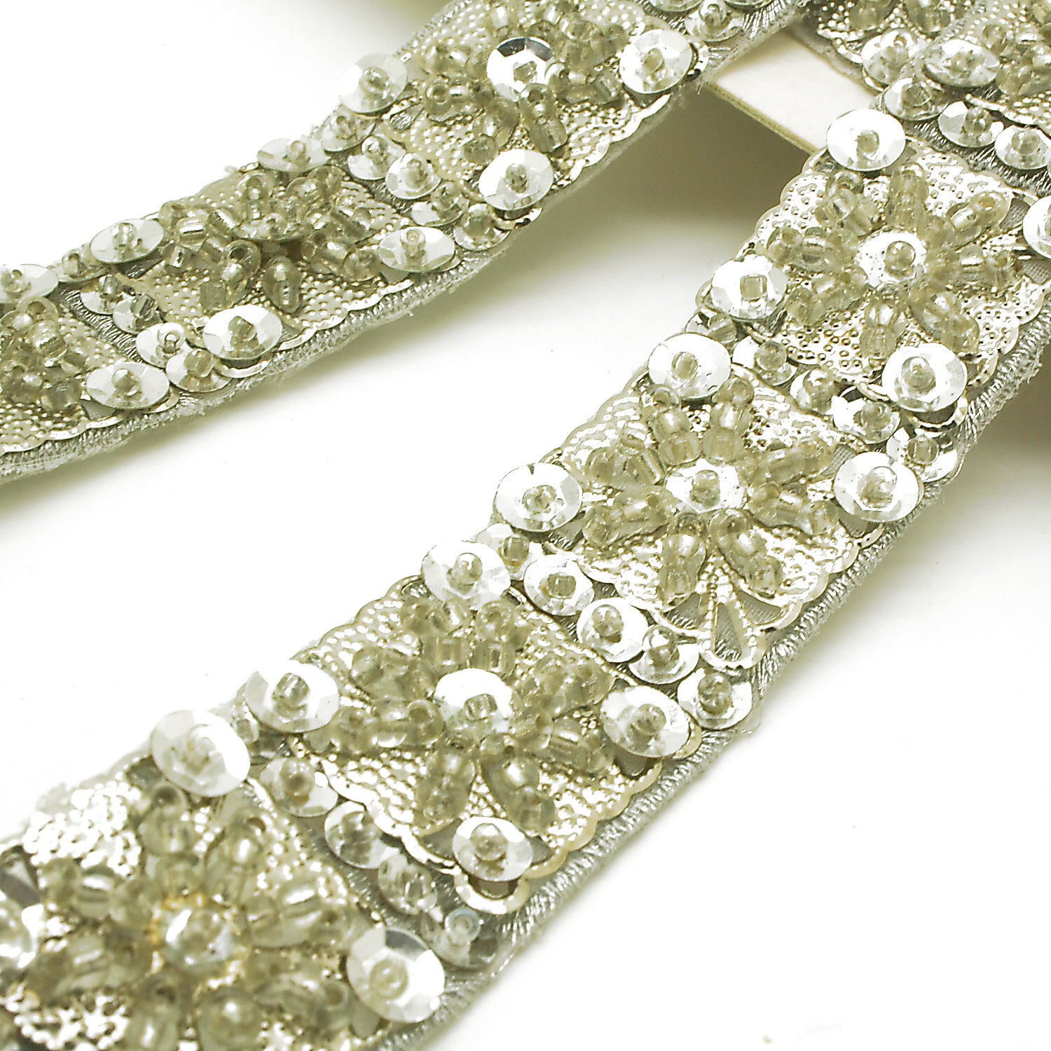 SILVER BEADED SEQUIN TRIM - sarahi.NYC