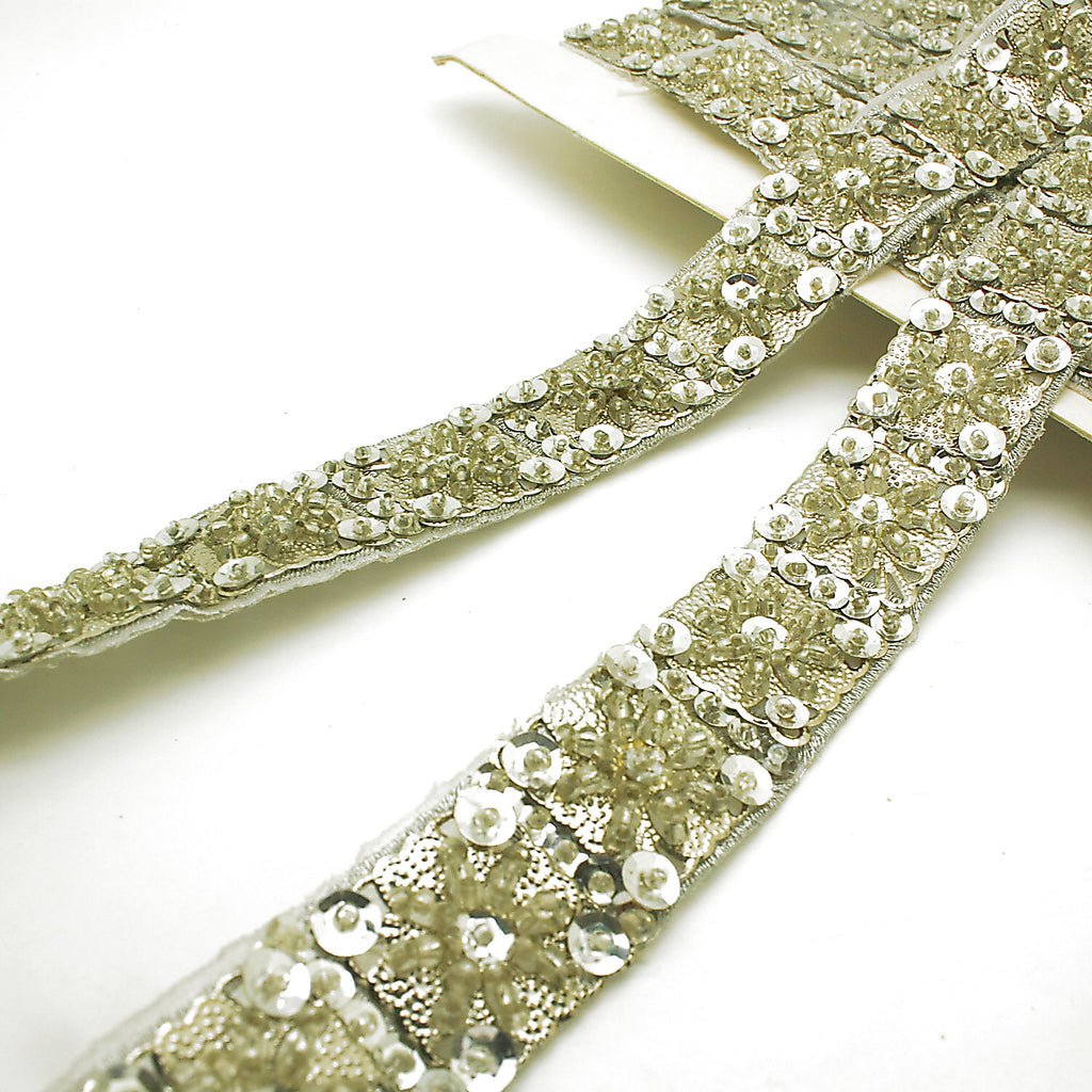 SILVER BEADED SEQUIN TRIM - sarahi.NYC