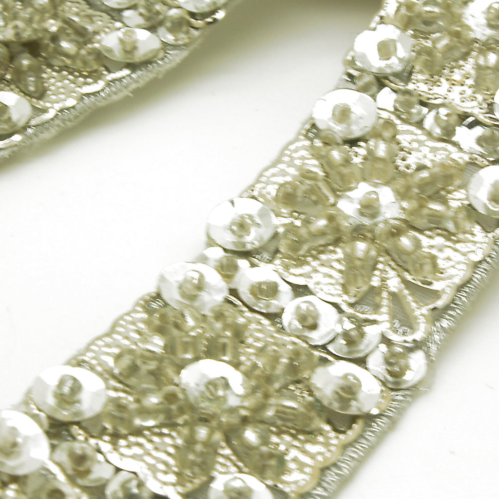 SILVER BEADED SEQUIN TRIM - sarahi.NYC