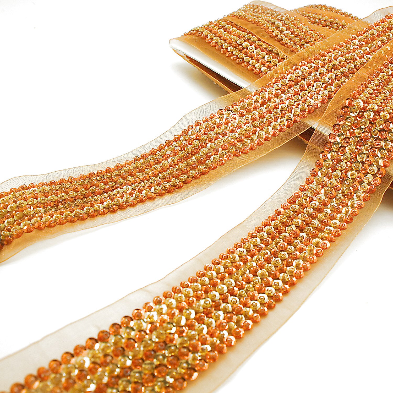 ORANGE GOLD BEADED TRIM - sarahi.NYC