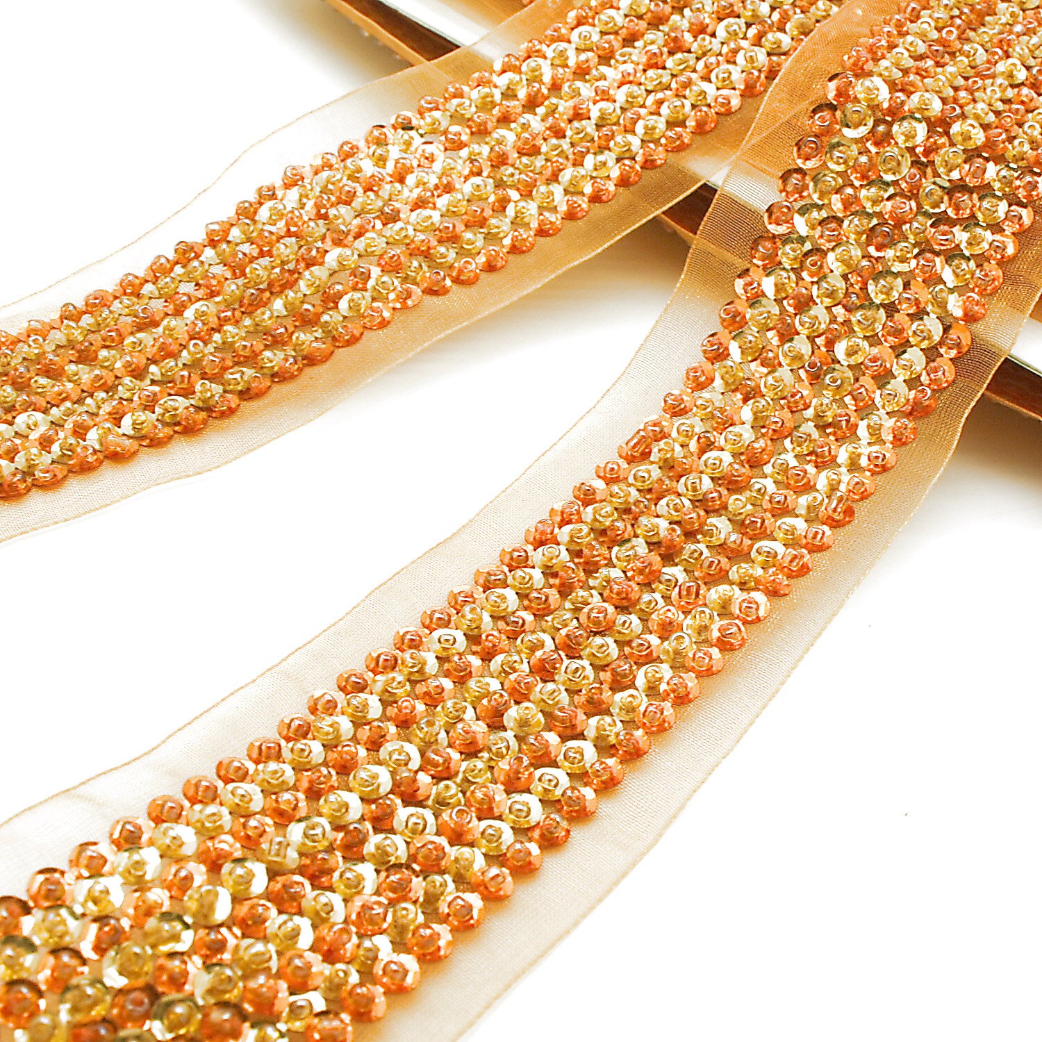 ORANGE GOLD BEADED TRIM - sarahi.NYC