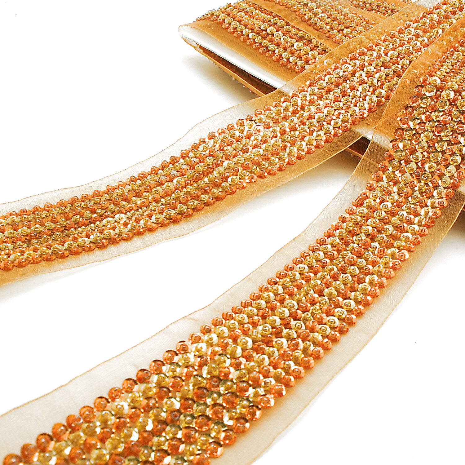 ORANGE GOLD BEADED TRIM - sarahi.NYC