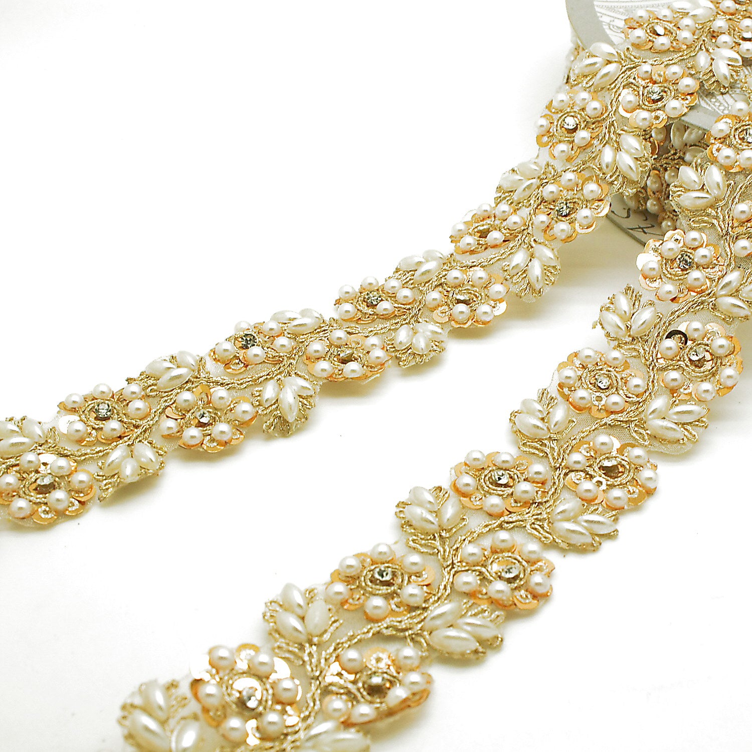 GOLD PEARL CRYSTAL TRIM - sarahi.NYC