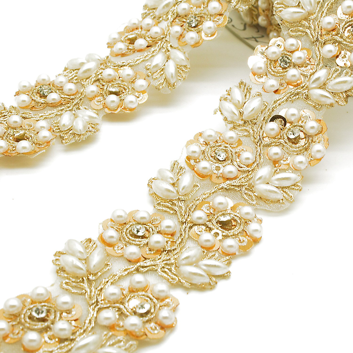 GOLD PEARL CRYSTAL TRIM - sarahi.NYC