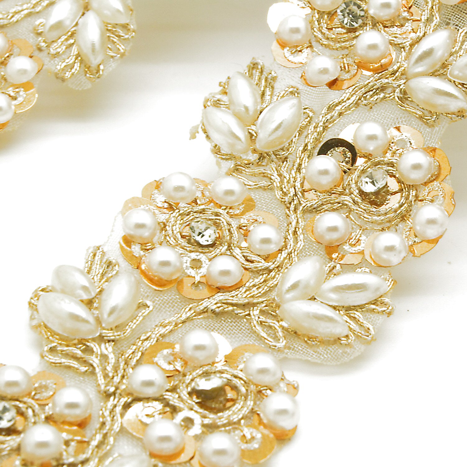 GOLD PEARL CRYSTAL TRIM - sarahi.NYC