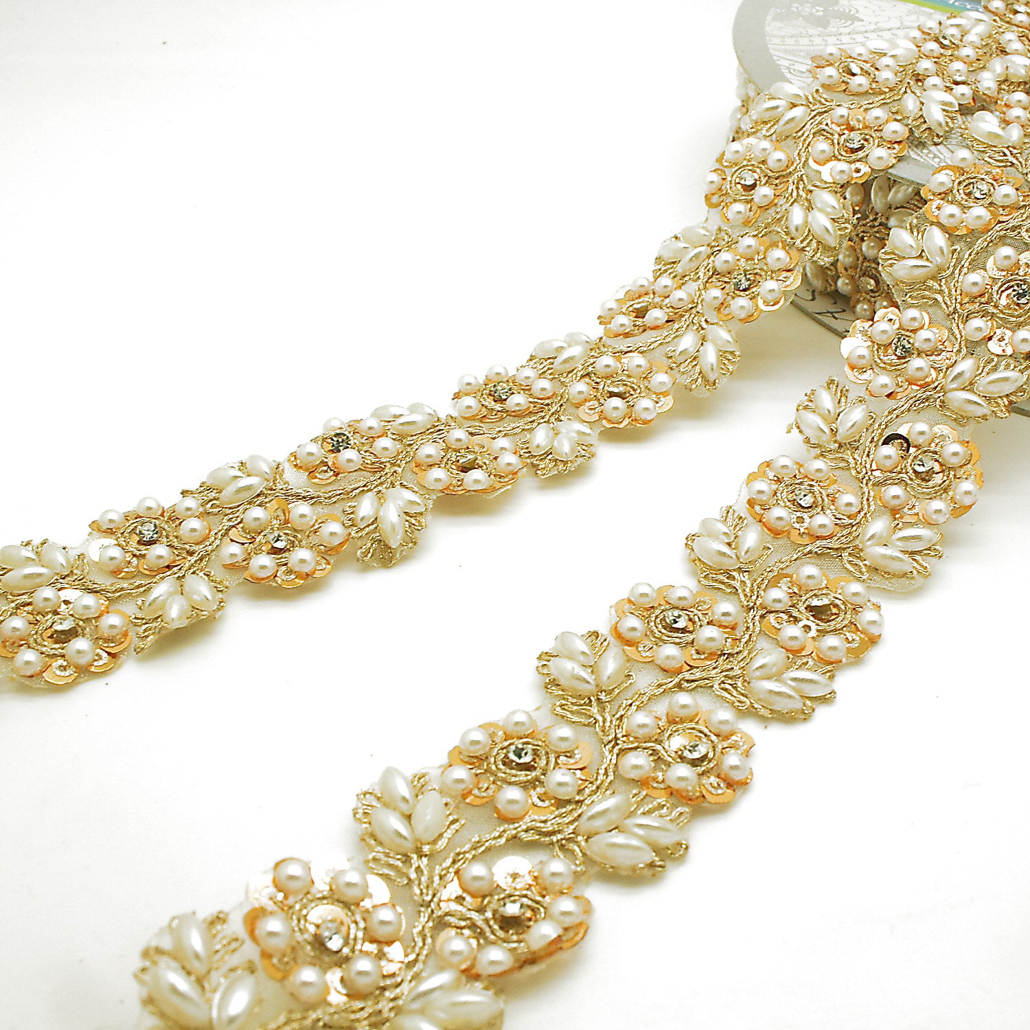 GOLD PEARL CRYSTAL TRIM - sarahi.NYC