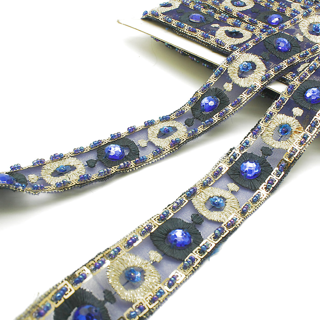 BLUE GOLD RHINESTONE  TRIM - sarahi.NYC